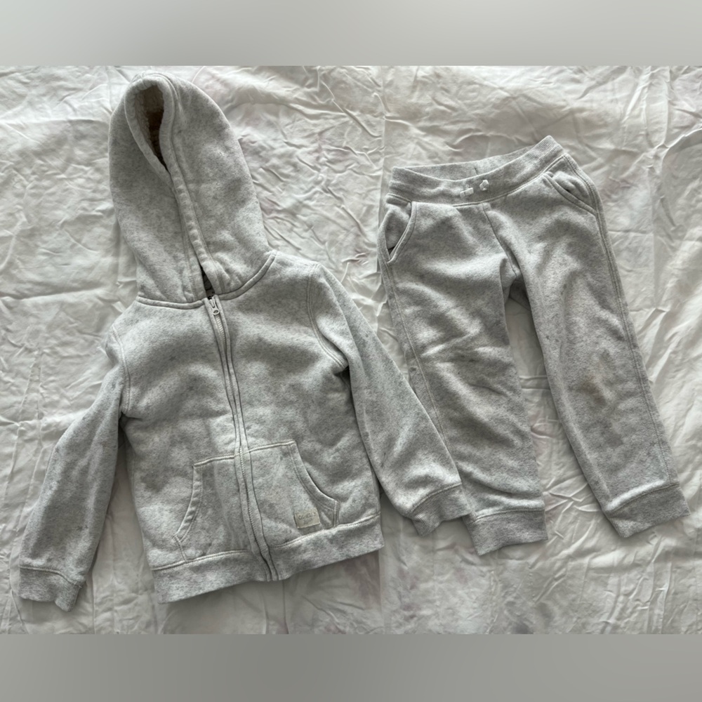OshKosh B'gosh Light Gray Sherpa Hoodie and Mathing Pants
